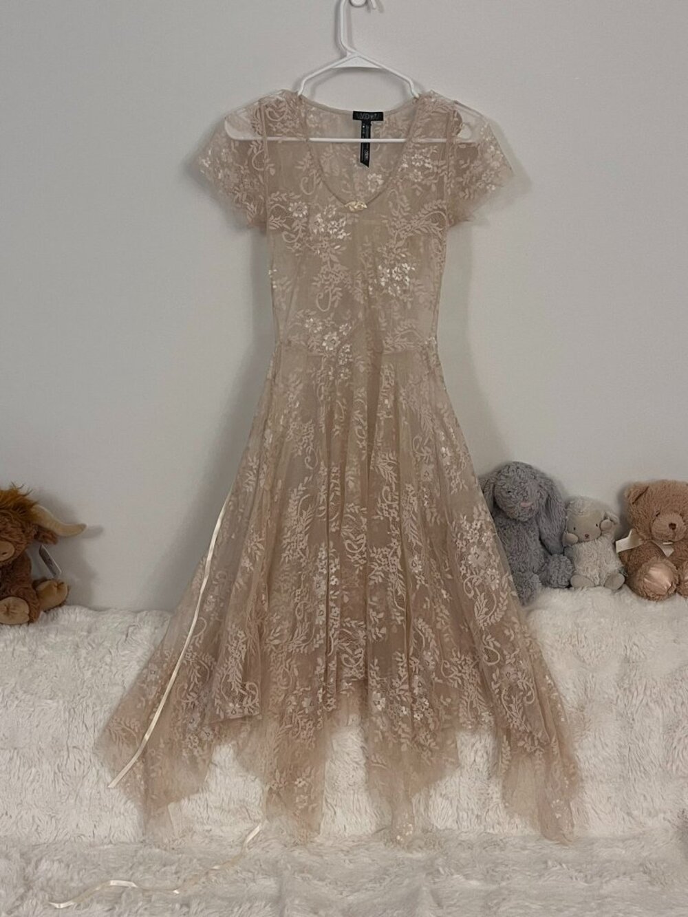 WIDOW cream goth maxi dress S